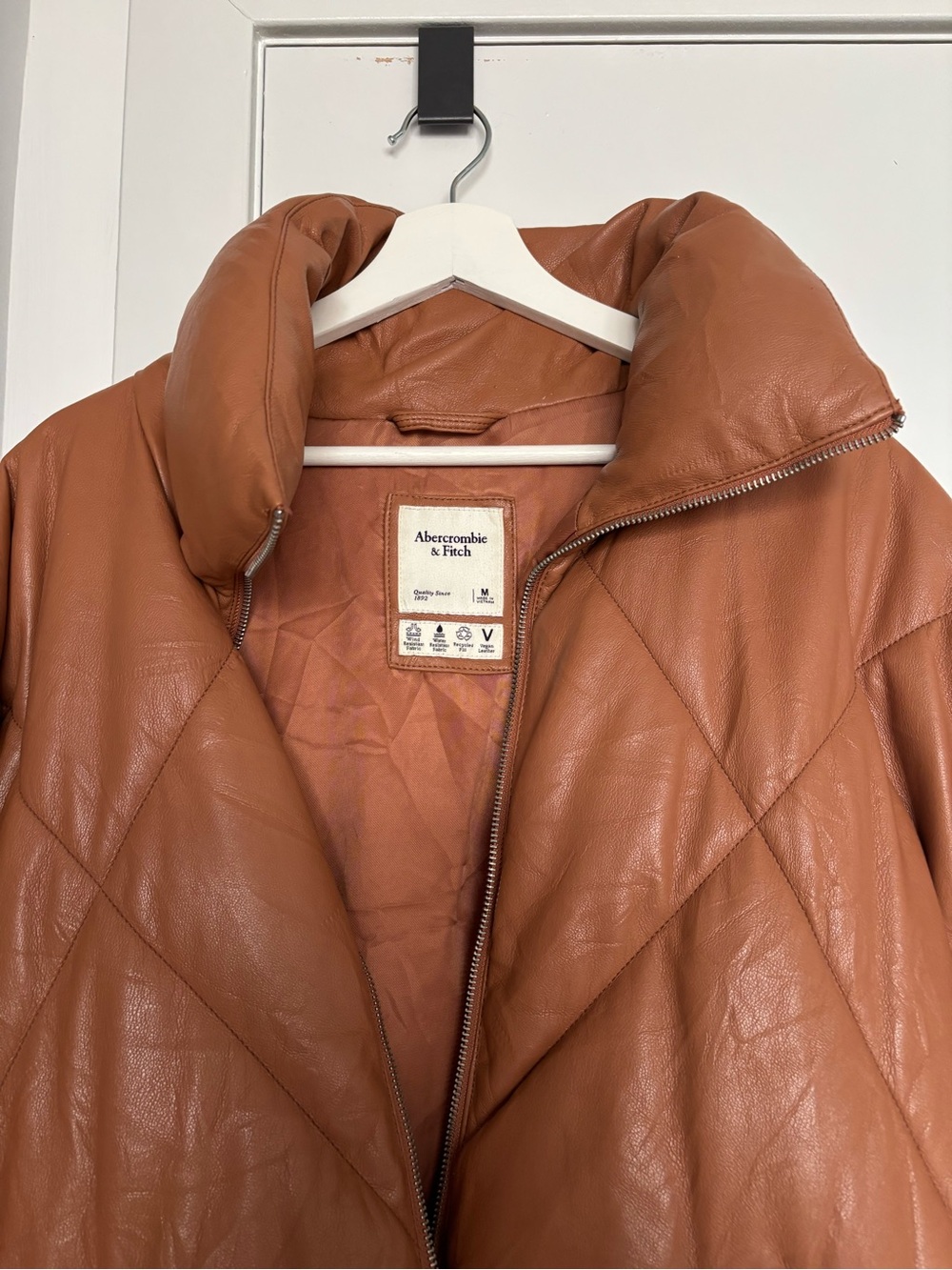 Abercrombie & Fitch Women's Diamond Puffer - Vegan Leather - Tan - Medium - Picture 2 of 12